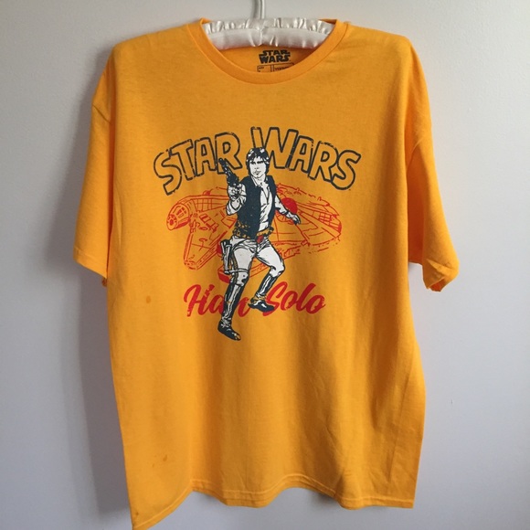 Star Wars Han Solo Short Sleeve T Shirt Yellow Tee - Picture 4 of 4